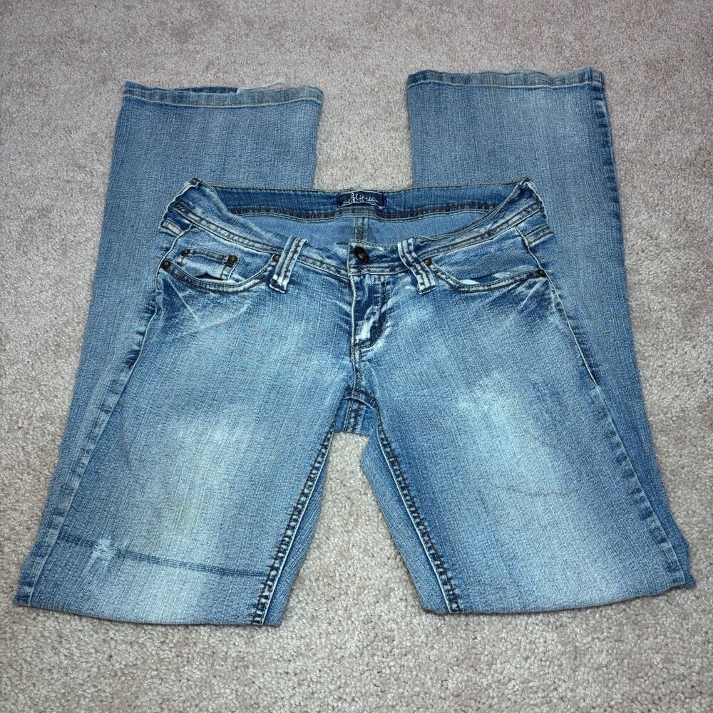 Slimic Premium Denim Woman's Distressed Low Rise Bootcut Bell Bottom Jeans